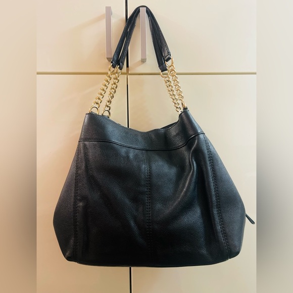 COACH LEXY BLACK PEBBLED LEATHER LARGE CHOULDER BAG - Picture 2 of 11